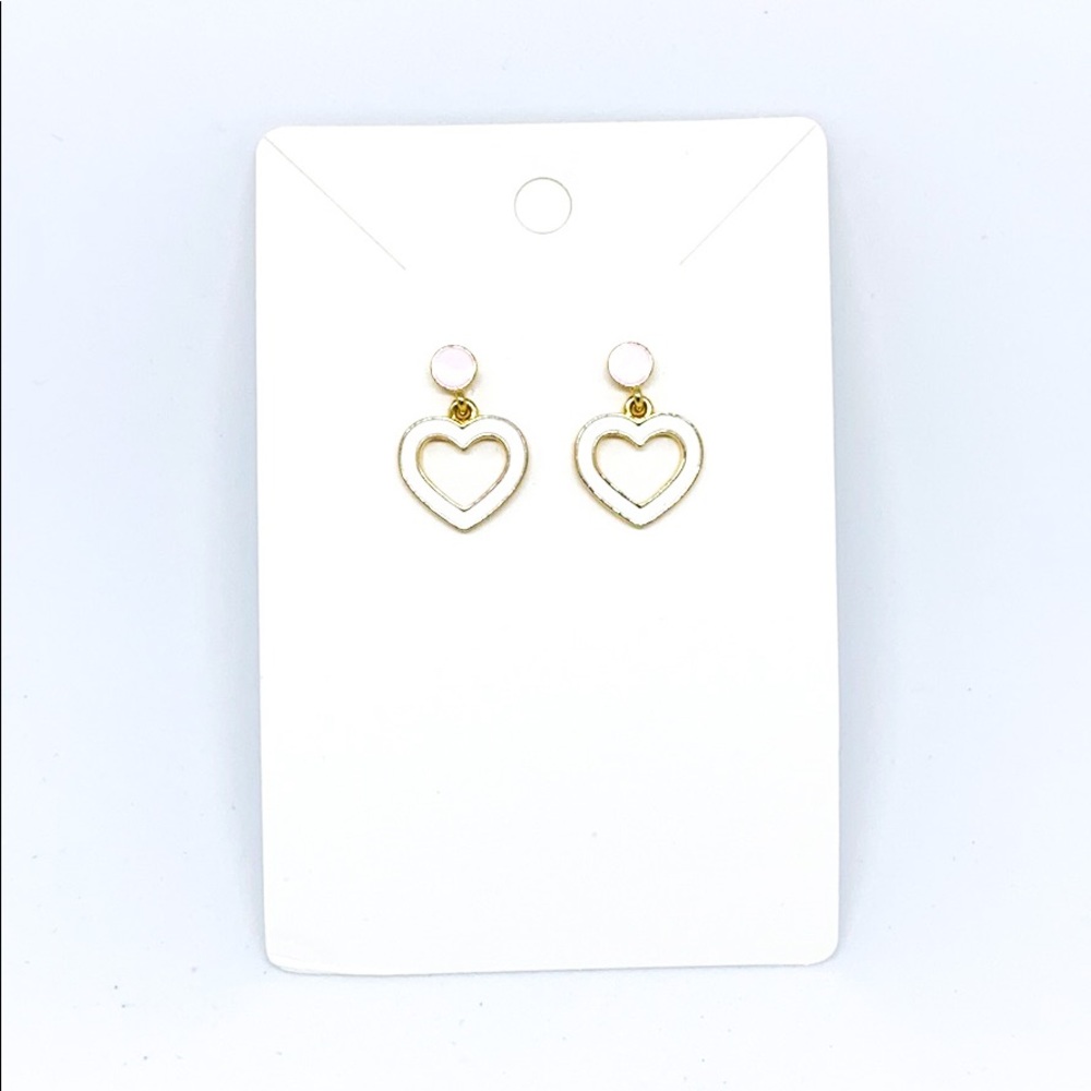 White&pink mini heart enamel Earrings - Picture 7 of 7